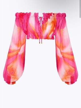 Cin Cin Off-Shoulder Pink Floral Crop Blouse